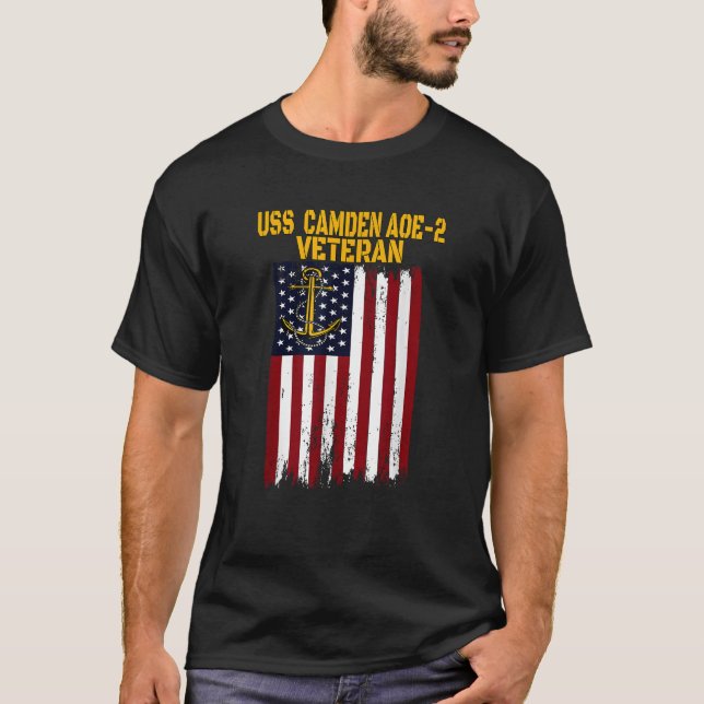 USS Camden AOE 2 Fast Combat Support Frakt Veteran T Shirt (Framsida)