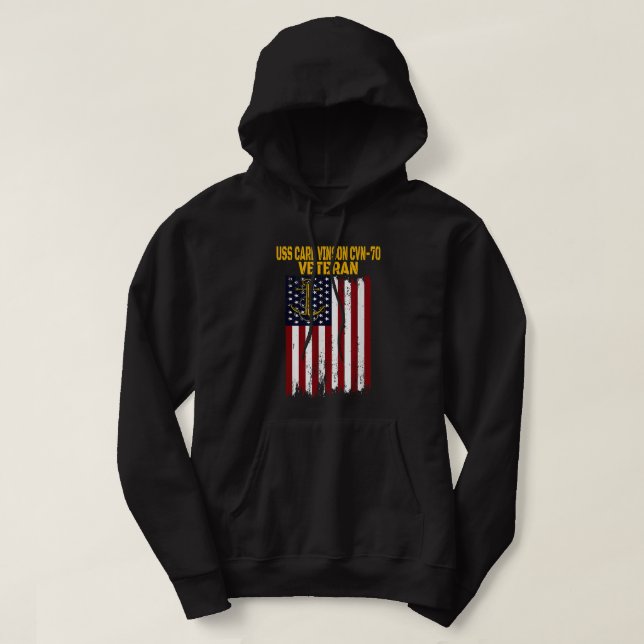 USS Carl Vinson CVN-70 Aircraft Carrier Veteran's Hoodie (Design framsida)