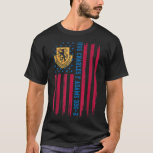 USS Charles F Adams DDG2 USA flagga Guided Missile T Shirt
