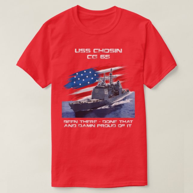 USS Chosin CG65 Class Cruiser American Flag Vetera T Shirt (Design framsida)
