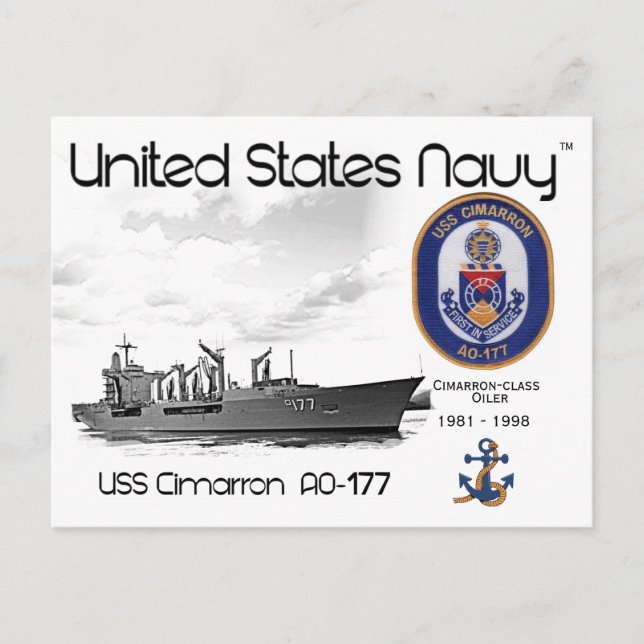 USS CIMARRON AO-177 OILER - POSTCARD VYKORT (Framsida)