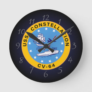 USS Constellation CV-64 Aircraft Carrier Insignia Rund Klocka