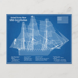 USS Constitution - Fartygsritningar ABD Vykort