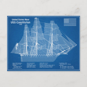 USS Constitution - Fartygsritningar ABD Vykort
