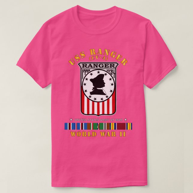 USS CV4 w EUR ARR SVC WWII T Shirt (Design framsida)