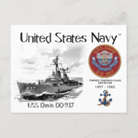 USS DAVIS DD-937-FÖRSTÖRARE - POSTCARD