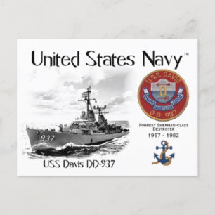 USS DAVIS DD-937-FÖRSTÖRARE - POSTCARD VYKORT