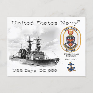 USS DEYO DD-989-FÖRSTÖRARE - POSTCARD VYKORT