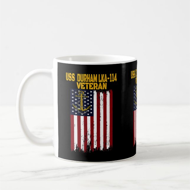 USS Durham LKA-114 Amphibious Cargo Frakt Veterans Kaffemugg (Vänster)