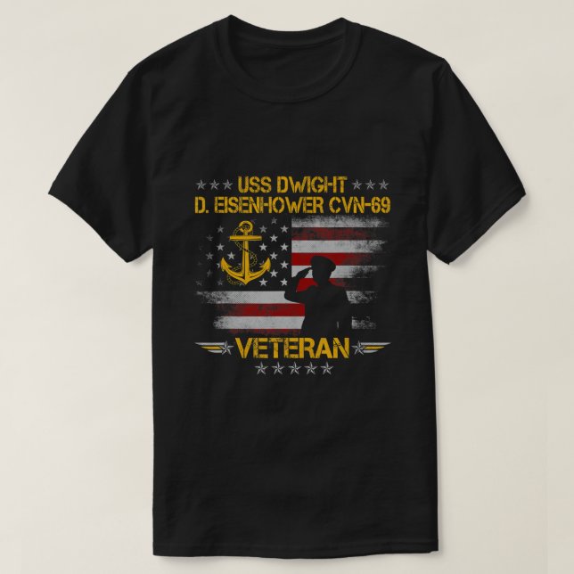 USS Dwight D. Eisenhower CVN-69 Aircraft Carrier V T Shirt (Design framsida)