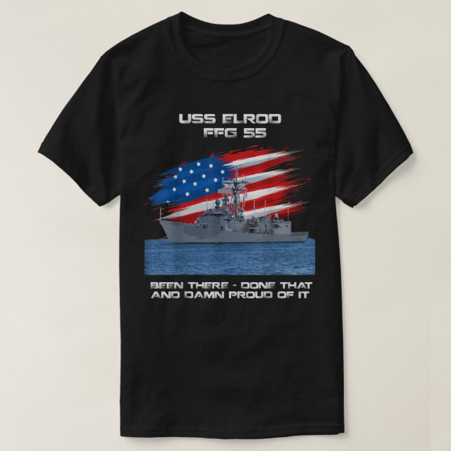 USS Elrod FFG-55 Class Frigate American Flag Veter T Shirt (Design framsida)