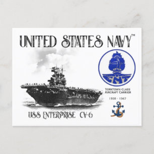 USS ENTERPRISE CV-6 LUFTFARTYG - vykort