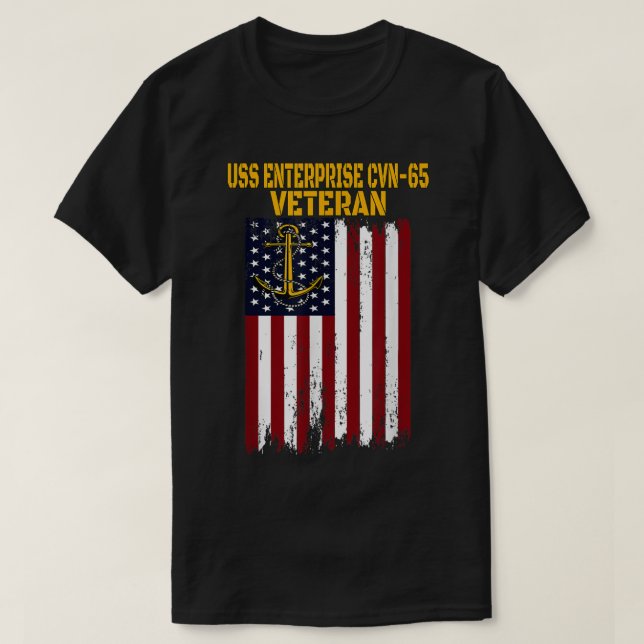 USS Enterprise CVN65 CVAN65 Aircraft Carrier Veter T Shirt (Design framsida)