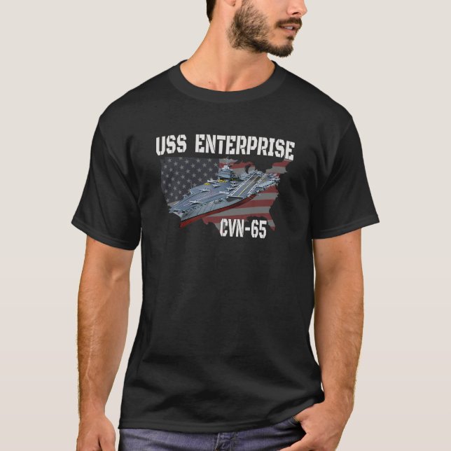 USS Enterprise CVN-65 Aircraft Veterans Da T Shirt (Framsida)