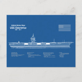 USS Enterprise - Frakt Blueprint Plans ABD Vykort