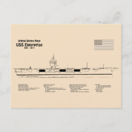 USS Enterprise - Frakt Blueprint Plans SD Vykort