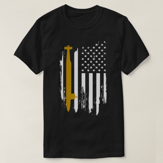 USS Florida SSGN728 Submarine American Flagga T Shirt (Design framsida)