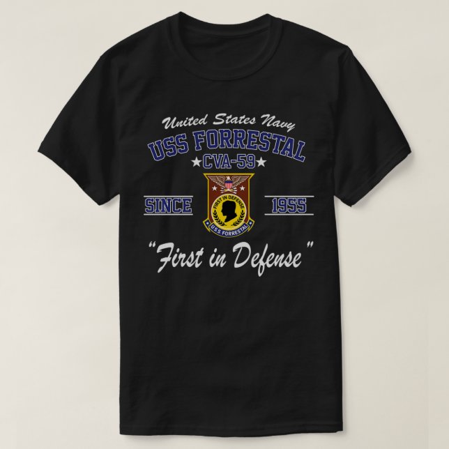 USS Forrestal CVA-59 Sweatshirt T Shirt (Design framsida)