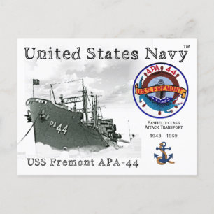 USS FREMONT APA-44 ATTACK TRANSPORT POSTCARD VYKORT