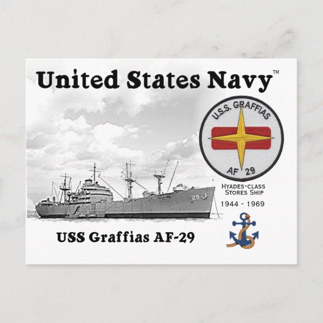 USS GRAFFIAS AF-29 STORES FRAKT - POSTCARD VYKORT (Framsida)