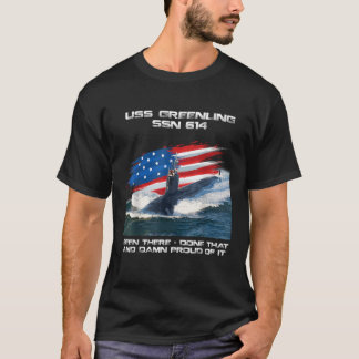 USS Greenling SSN 614 American Flagga SubMarine Ve T Shirt