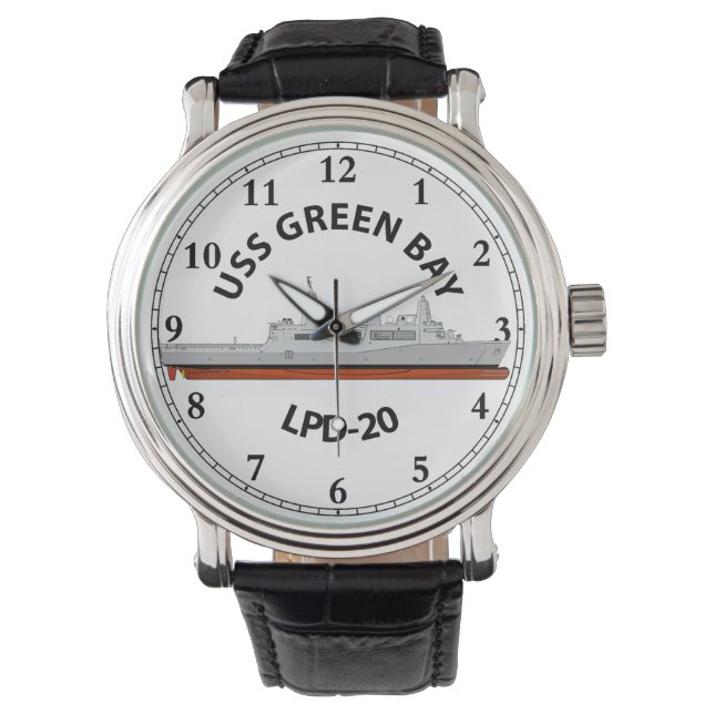 USS GRÖNT BAY, LPD-20, SAN ANTONIO WATCH ARMBANDSUR (Framsida)