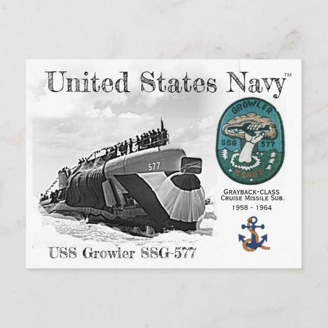 USS GROWLER SSG-577 SUBMARINE - POSTCARD VYKORT (Framsida)