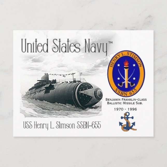 USS HENRY L. STIMSON SSBN-655 - POSTCARD VYKORT (Framsida)