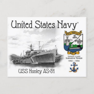 USS HUNLEY AS-31 SUBMARINE ANDER POSTCARD VYKORT
