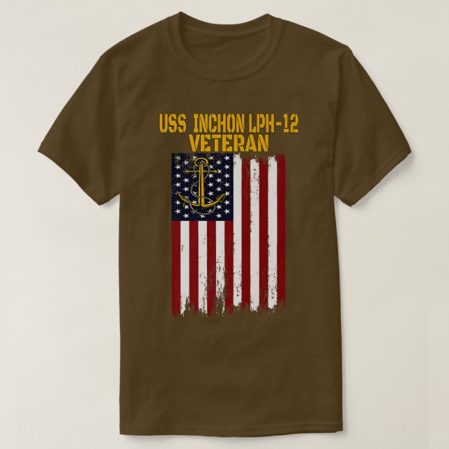 USS Inchon LPH12 Amphibious Ship Helicopter Carrie T Shirt (Design framsida)