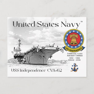USS INDEPENDENCE CVA-62 FARTYG Vykort