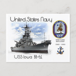 USS IOWA BB-61 BATTLESHIP - vykort