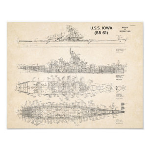 USS Iowa Blueprint Fototryck