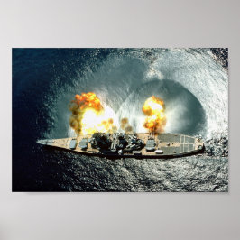 USS Iowa Firar A Fullt Broadside Poster