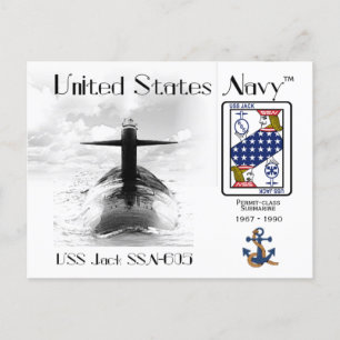 USS JACK SSN-605 SUBMARINE - POSTCARD VYKORT
