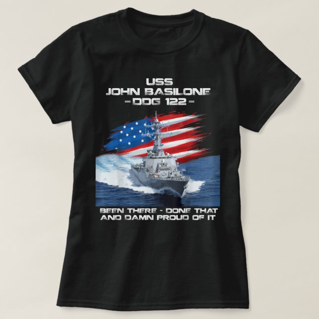 USS John Basilone DDG-122 Destroyer Ship USA Flag  T Shirt (Design framsida)
