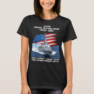 USS John Basilone DDG-122 Destroyer Ship USA Flag  T Shirt