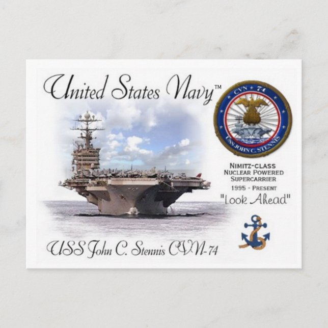 USS JOHN C. STENNIS CVN-74 CARRIER - vykort (Framsida)