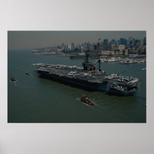 USS John F. Kennedy", skrivande in News York Poster