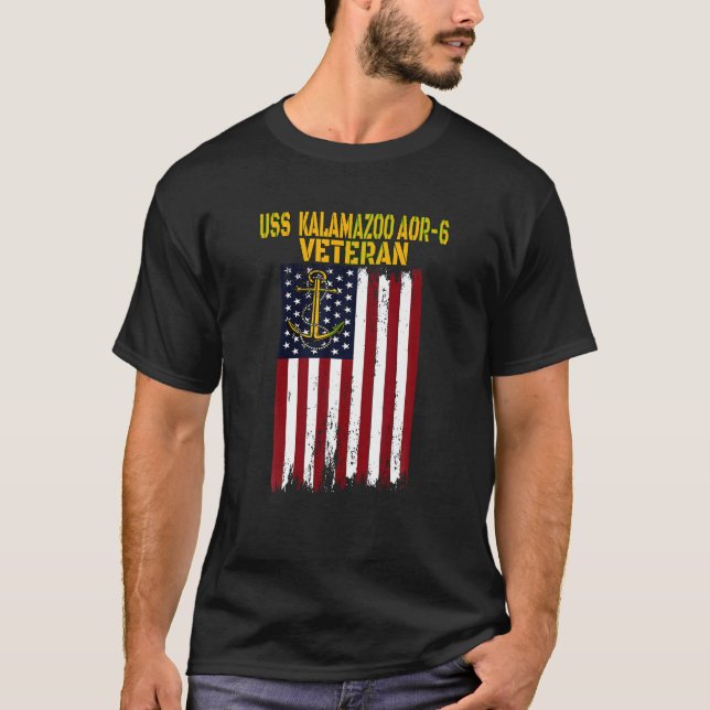 USS Kalamazoo AOR 6 Repåfyllning av Oiler Ship Vet T Shirt (Framsida)