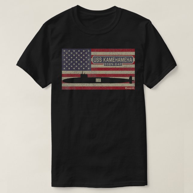 USS Kamehameha SSBN-642 Nuclear Submarine USA flag T Shirt (Design framsida)