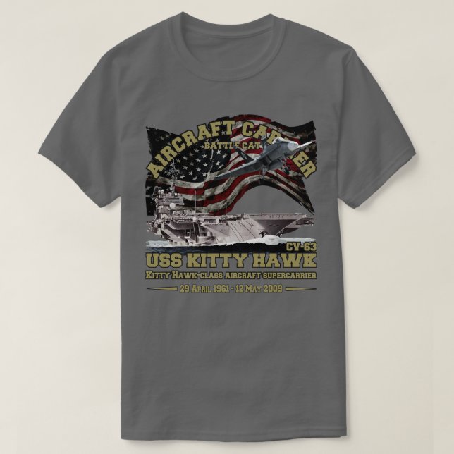 USS Kattunge Hawk CV63 Luftfartyg T Shirt (Design framsida)