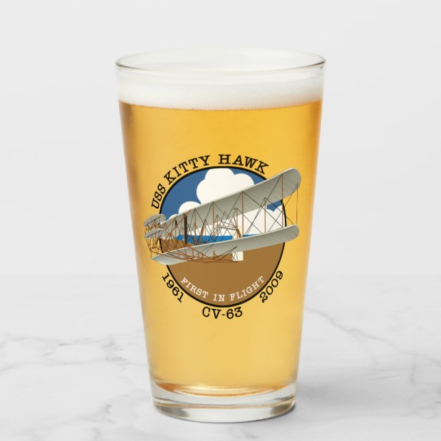 USS KATTUNGE HAWK CV-63 1961-2009 TUMBLER GLASKOPP (Framsida fylld)