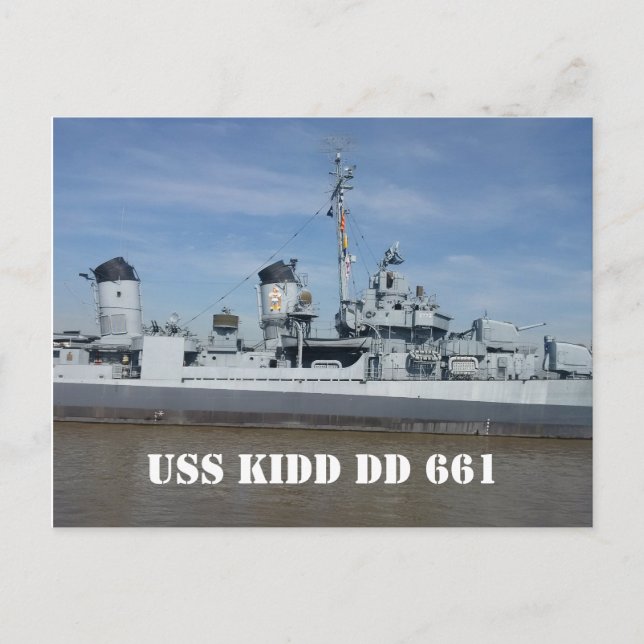 USS KIDD DD 661 vykort (Framsida)