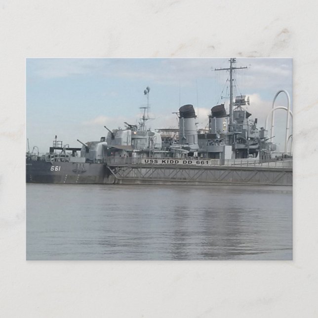 USS KIDD DD 661 vykort (Framsida)