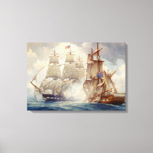 USS-konstitutionen besegrar H.M. Frigate Java Canvastryck