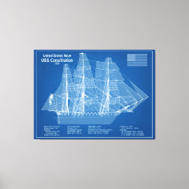 USS-konstitutionen - Frakt-blåkortsplaner ABD Canvastryck