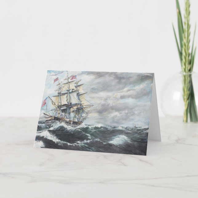 USS-konstitutionens huvuden för HM Frigate Guerrie Helgkort (Framsida)