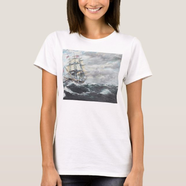 USS-konstitutionhuvud för HMEN Frigate Guerriere Tee Shirt (Framsida)