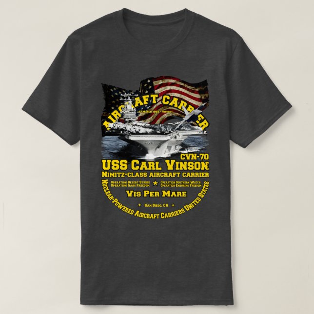 USS l Vinson CVN70 supercarrier T Shirt (Design framsida)